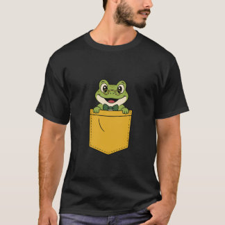 T-shirt Grenouille Nerd Mignonne Dans Une Chemise À Poches