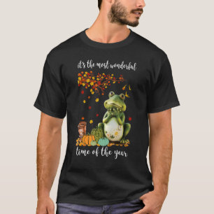 T-shirt Grenouille pèlerine Feuilles Turquie Thanksgiving 