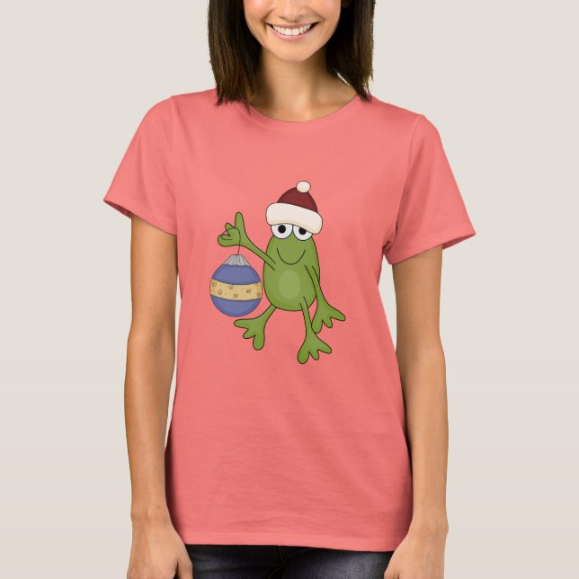 T-shirt Grenouille père Noël avec tee-shirts et cadeaux (Devant)