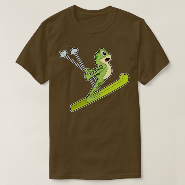 T-shirt Grenouille Sous Forme De Saut À Ski Avec Ski (Design devant)