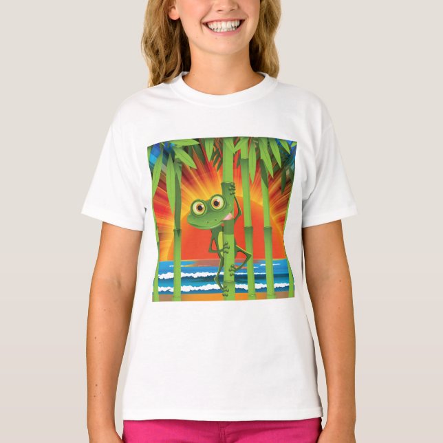 T-shirt grenouille sur les filles en bambou (Devant)