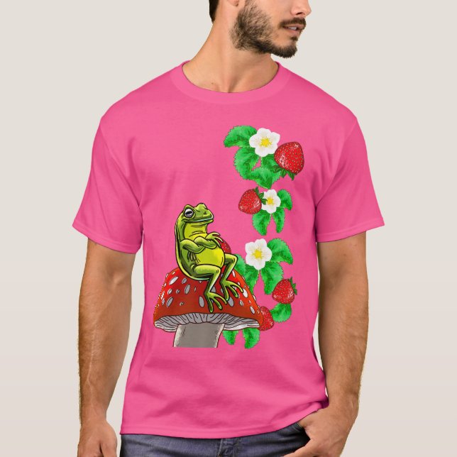 T-shirt Grenouille sur les fraises des champignons Mignonn (Devant)