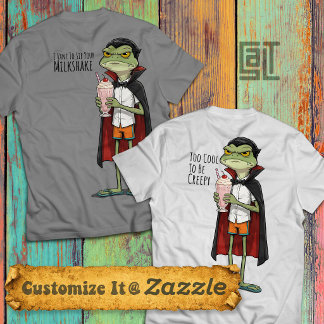 T-shirt Grenouille Vampire Grincheuse Buvant un Milkshake