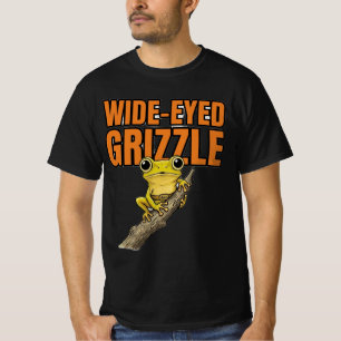 T-shirt Grenouille verte grisonnante aux yeux écarquillés
