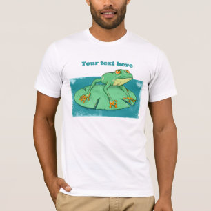 T-shirt Grenouille verte mignonne sur un tapis de nénuphar