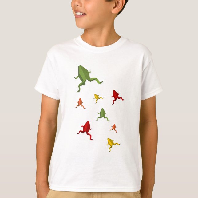 T-shirt grenouille vibrante de couleurs d'origami (Devant)