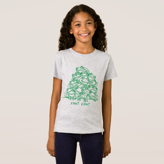 T-Shirt Grenouilles Abstrait Green Line Art personnalisé (Devant entier)