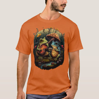 T-shirt grenouilles esthétiques jouant de l'ukelele sur Mu