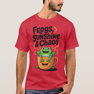 T-shirt Grenouilles, soleil et chaos - Cute Frog en Coffee