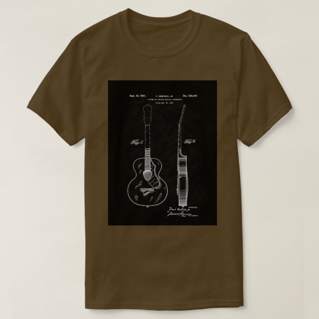 T-shirt Gretch Guitar 1941 PatentBK  (Design devant)
