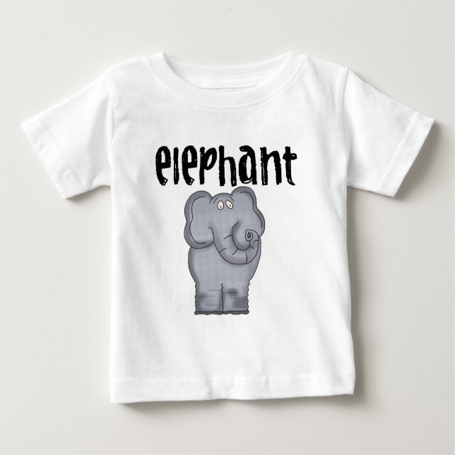 T-shirt Grey Elephant Baby Raglan (Devant)