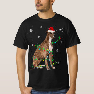 T-shirt Greyhound Christmas Light Père Noël Greyhound Xmas
