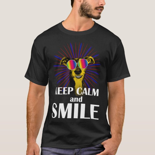 T-shirt Greyhound  Keep Calm & Smile  Galgo Greyhound Hipp (Devant)