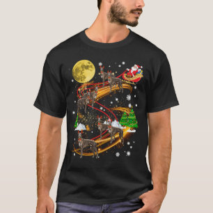 T-shirt Greyhound Reindeer Christmas Chien Riding Père Noë