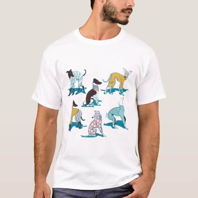 T-shirt Greyhounds dogwalk // chien arrière - plan turquoi (Devant)