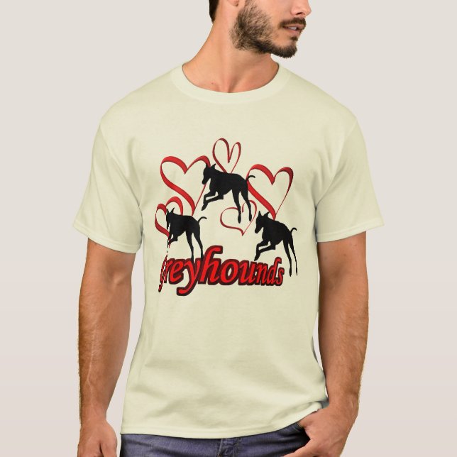 T-shirt Greyhounds Et Coeurs Rouges (Devant)