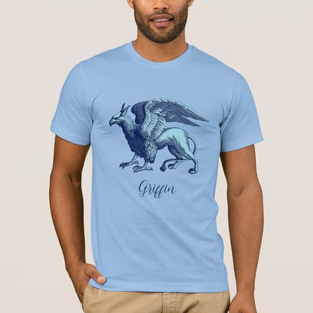 T-shirt Griffin bleu Indigo classique - Bête légendaire (Devant)