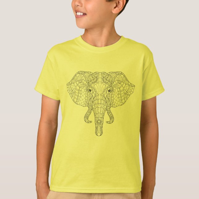 T-shirt Griffonnage 2 de tête d'éléphant (Devant)