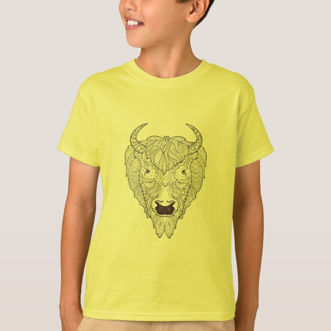T-shirt Griffonnage de tête de bison (Devant)