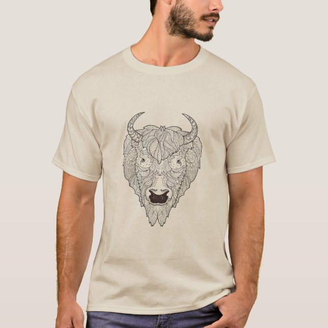 T-shirt Griffonnage de tête de bison (Devant)
