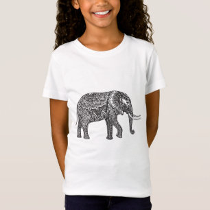 T-Shirt Griffonnage stylisé d'éléphant d'imaginaire