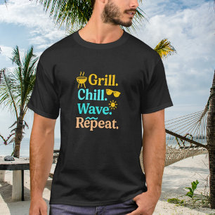 T-shirt Grill chill vague répété plage d'été
