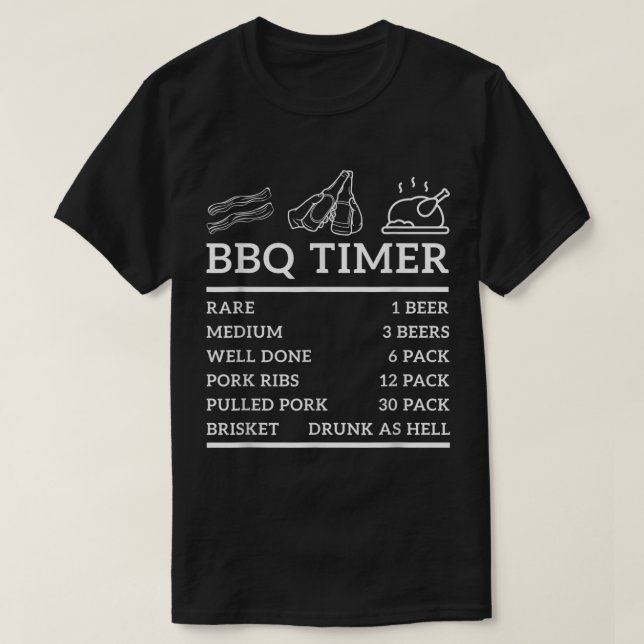 T-shirt Grill Drôle Dire BBQ Timer Bbq Bière Grill Papa Ba (Design devant)