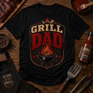 T-shirt Grill Papa BBQ Rétro fête des pères