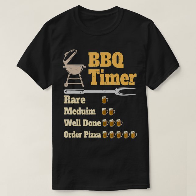 T-shirt Grillage amusant du minuteur BBQ (Design devant)