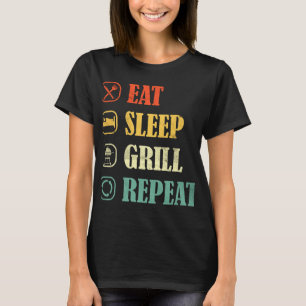 T-shirt Griller la viande Griller barbecue Rétro Manger Sl
