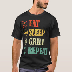 T-shirt Griller la viande Griller barbecue Rétro Manger Sl