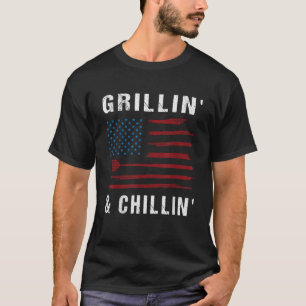 T-shirt Grillin Chillin Drapeau Américain Barbecue Grill