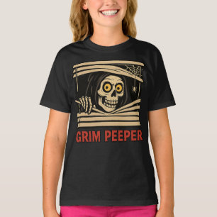 T-shirt Grim Peeper Funny Skeleton Halloween Pun Tee