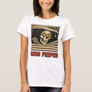 T-shirt Grim Peeper Funny Skeleton Halloween Pun Tee