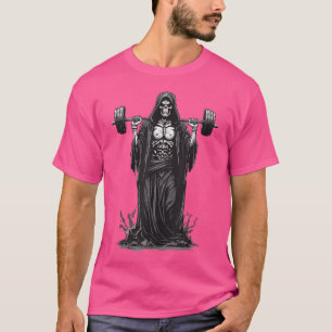 T-shirt Grim Reaper Funny Bodybuilder Barbell Deadlifter T
