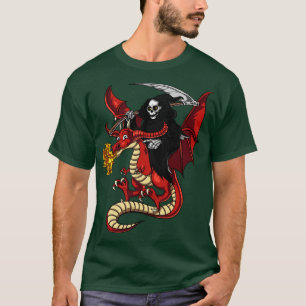 T-shirt Grim Reaper Riding Dragon