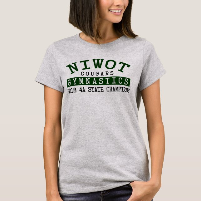 T-shirt Gris 2018 de SS de gymnastique de Niwot de Madame (Devant)