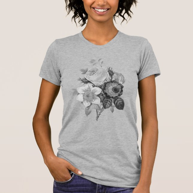 T-shirt Gris botanique Vintage (Devant)