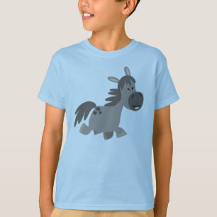 T-shirt gris d'enfants de poney de bande dessinée