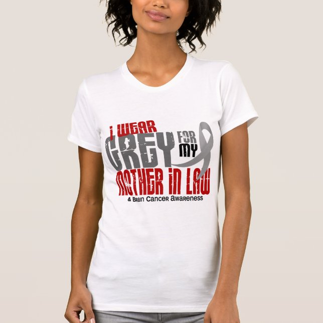 T-shirt Gris d'usage du cancer du cerveau I pour ma (Devant)