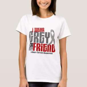 T-shirt Gris d'usage du cancer du cerveau I pour mon ami