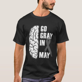 T-shirt Gris En Mai Cancer Du Cerveau Sensibilisation À La