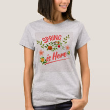 T-shirt gris femme avec typographie printanière