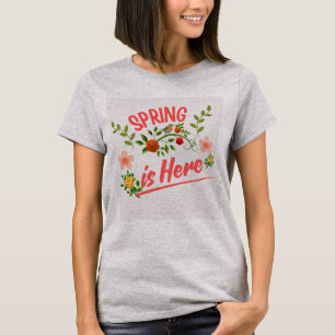 T-shirt gris femme avec typographie printanière
