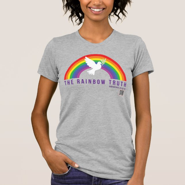 T-shirt gris femme Rainbow Truth Dove (Devant)