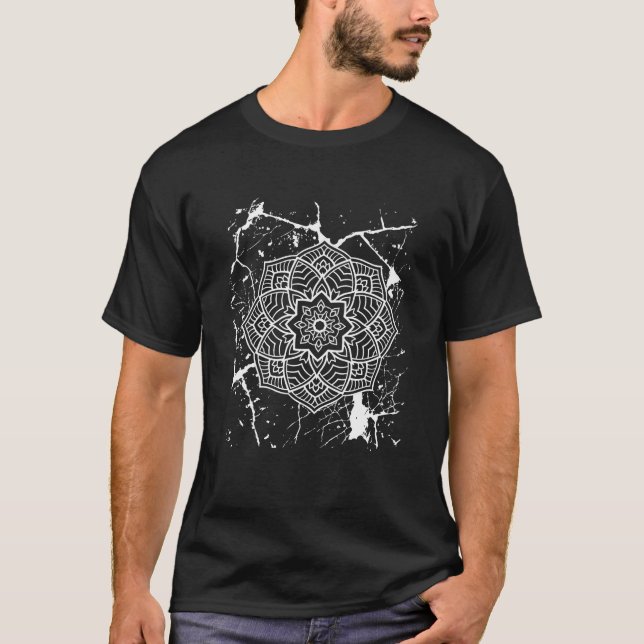 T-shirt gris Grunge Mandalas (Devant)