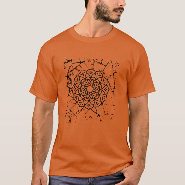 T-shirt gris Grunge Mandalas (Devant)