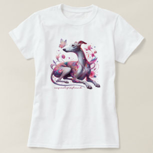 T-shirt Gris lunaire avec Fleurs et Papillon