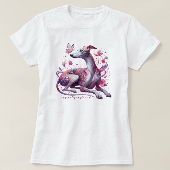 T-shirt Gris lunaire avec Fleurs et Papillon (Design devant)