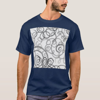 T-shirt Gris Monochrome Whimsical Organique Lignes Courbes